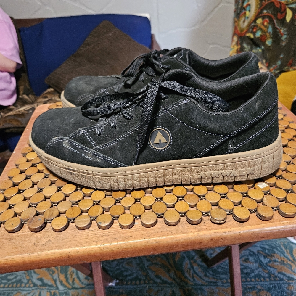 Airwalk Safety Composite Toe Black Sneakers With Beige Sole Size 11.5